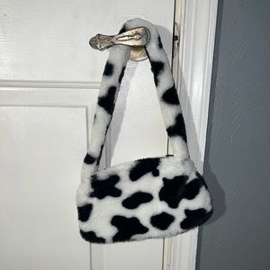 Black & White Cow Print Fur Purse